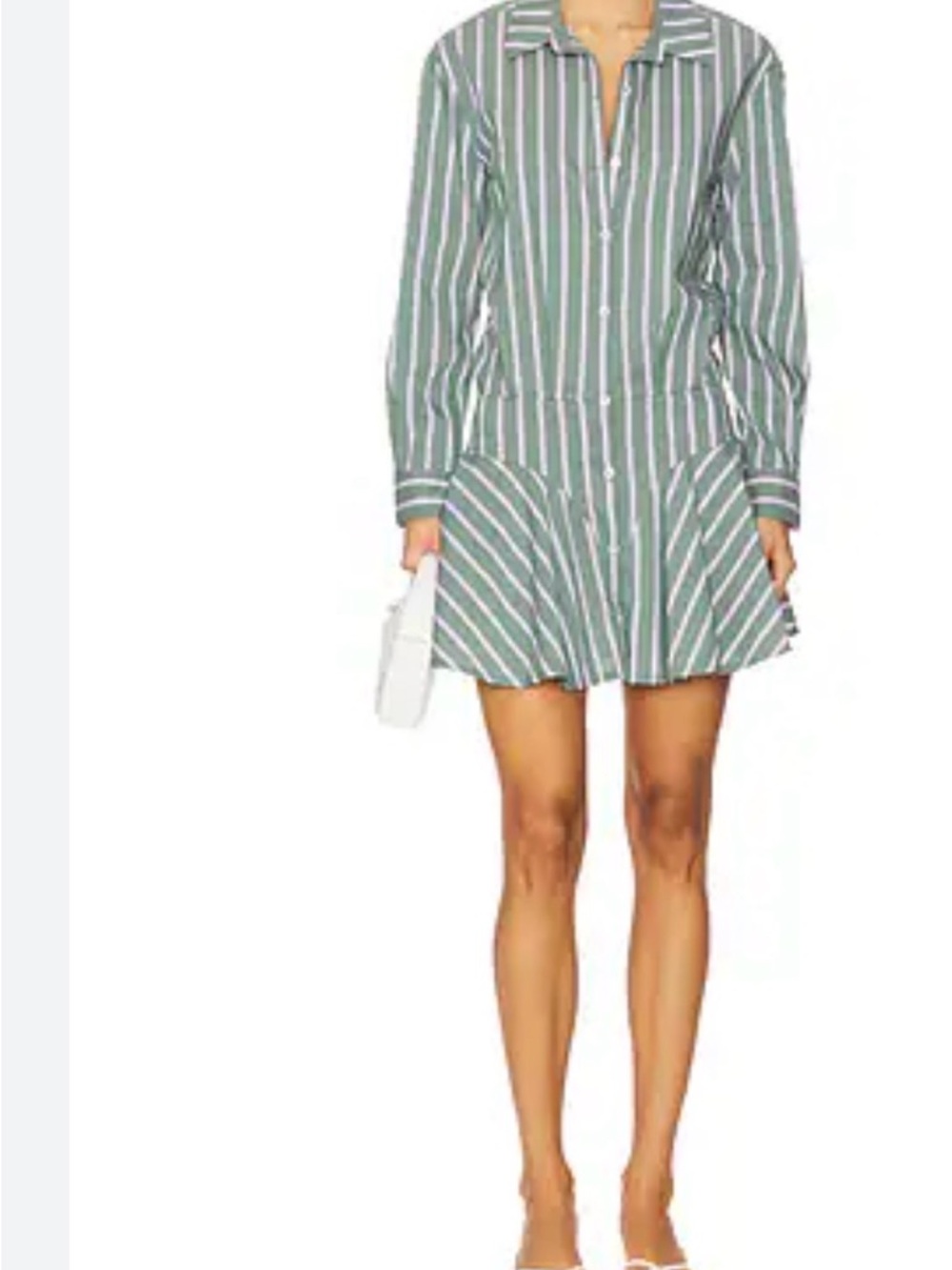 SAYLOR Naren Green and White Striped Mini Shirt Dress